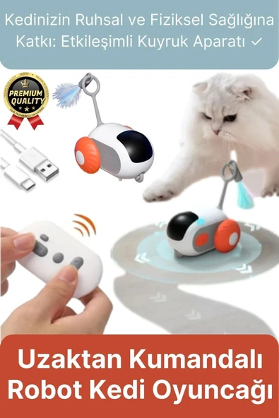 Yeni Nesil Şarjlı Renkli Kuyruk Aparatlı Eğlenceli Akıllı Uzaktan Kumandalı Robot Kedi Oyuncağı ürün görseli 1