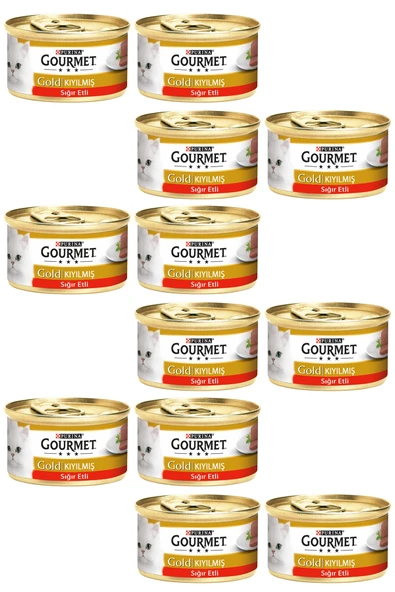 Gourmet Gold Kıyılmış Sığır Etli Kedi Yaş Maması 85 gr (12 Adet) ürün görseli 1