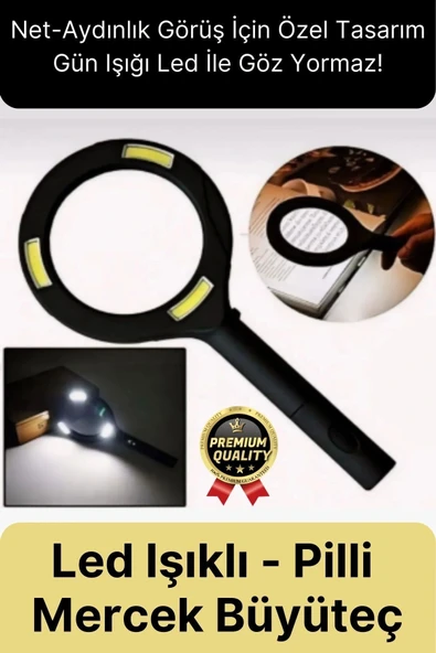 Özel Üretim Konforlu Plastik Pilli Gün Işığı Smd Led Işıklı El Büyüteç Okuma Yazma Mercek 24 cm ürün görseli 1