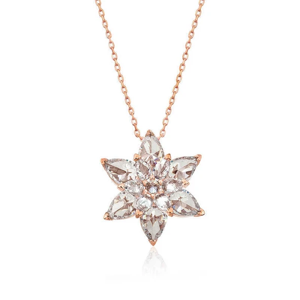 Gümüş Rose Beyaz Lotus Çiçeği Kolye ürün görseli 1