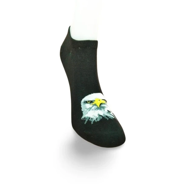 Siyah Beyaz Kartal Desenli Sportif Unisex Kısa Bilek Çorap Yazlık 1 Çift ürün görseli 1
