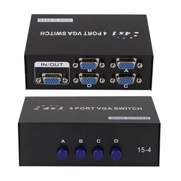 Vga Switch Çoklayıcı anahtarlı manuel vga Çoğaltıcı 4 Port 4 Kasa 1 Ekran ürün görseli 1