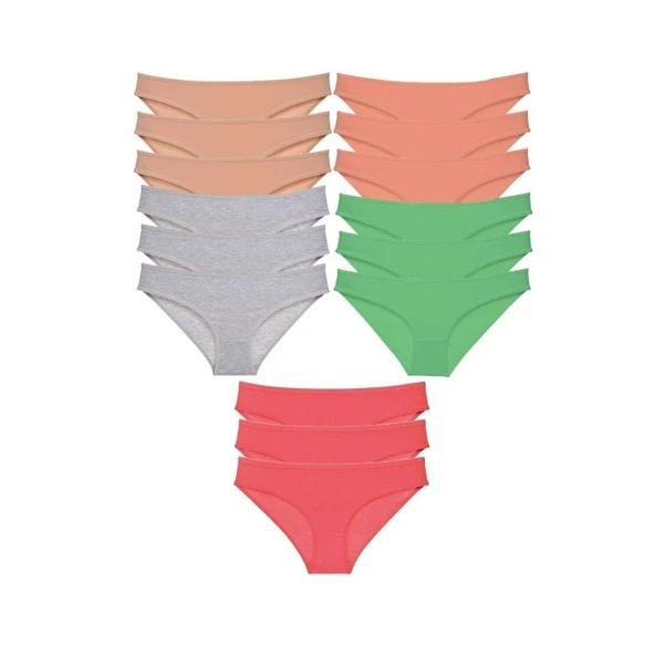 15 adet Süper Eko Set Likralı Kadın Slip Külot Soft Renkler ürün görseli 1
