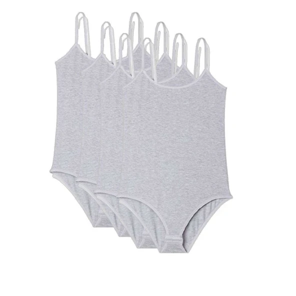 4 Adet İp Askılı Kadın Çıtçıtlı Body Gri ürün görseli 1