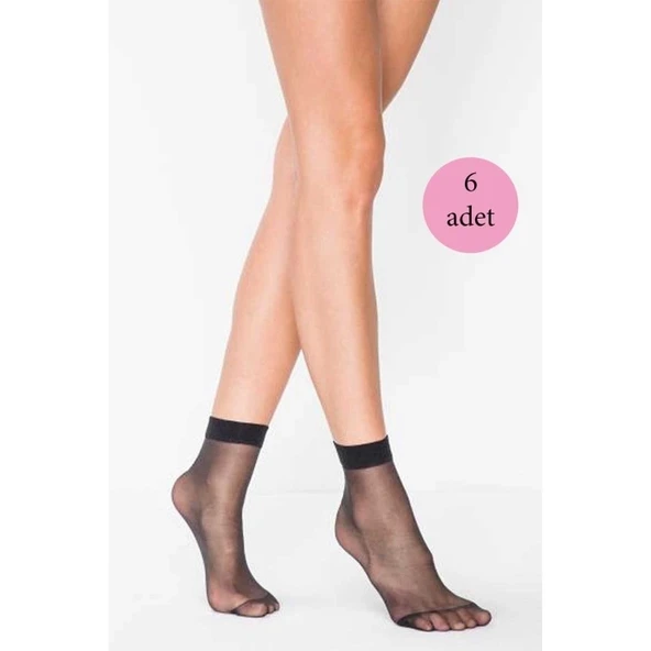 6 Adet Fit 15 Soket Ince Parlak Kısa Çorap Siyah ürün görseli 1