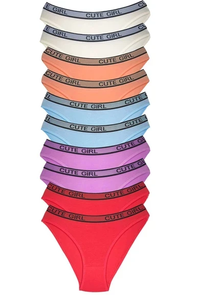 10 Adet Beli Yazılı Pamuklu Kalın Lastik Kadın Slip Külot ürün görseli 1