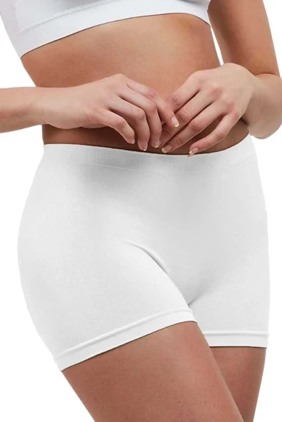 Elite Life Dikişsiz Kadın Boxer Beyaz Şort 830 ürün görseli 1