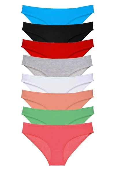 8 adet Süper Eko Set Likralı Kadın Slip Külot Set 6 ürün görseli 1