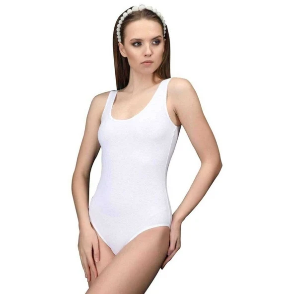 Elit Life Geniş Askılı Kadın Dikişsiz Çıtçıtlı Slip Body Beyaz 878 ürün görseli 1