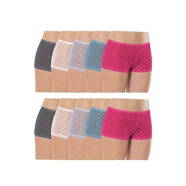 10 Adet Kadın Komple Tül Dantel Boxer Külot ürün görseli 1