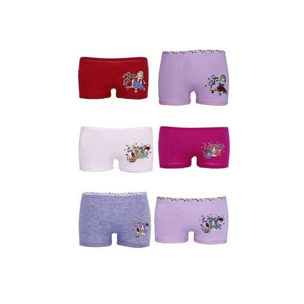 6 adet Düz Baskılı Kız Çocuk Boxer 402 ürün görseli 1