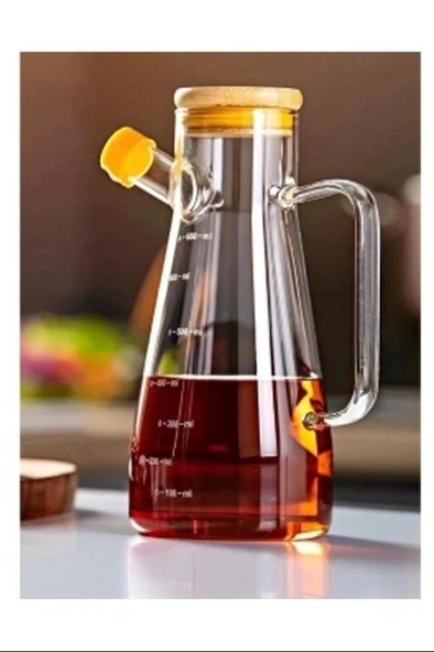 Salkım 900 Ml Bambu Kapaklı Cam Yağdanlık Royaleks-CLKN-1800 ürün görseli 1