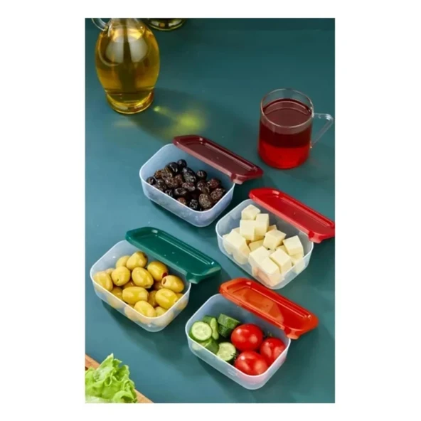 4'lü Kapaklı Saklama Kabı Çerezlik Kahvaltılık Piknik Kabı Royaleks-HS-017 ürün görseli 1