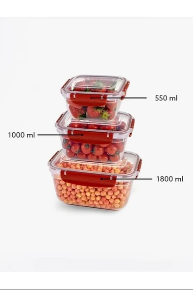 Master Dikdörtgen Saklama Seti 3'lü 550-1000-1800 Ml Royaleks-30866 ürün görseli 1
