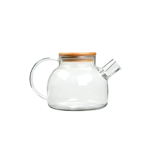Bambu Kapaklı Borosilikat Cam Demlik 1000ml Royaleks-CM-2000 ürün görseli 1