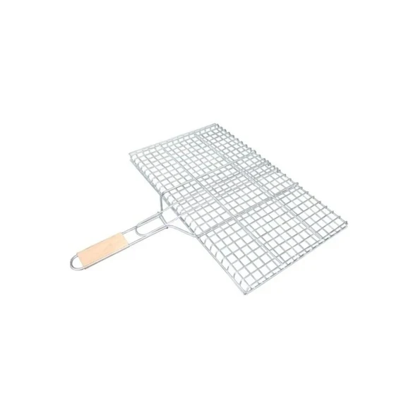 Ahşap Saplı Mangal Izgarası Galvanizli Paslanmaz Kafes Demir 30 x 40 cm ürün görseli 1