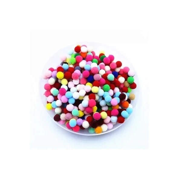 12mm Renkli Karışık Yumuşak Ponpon Peluş 200 Adet ürün görseli 1