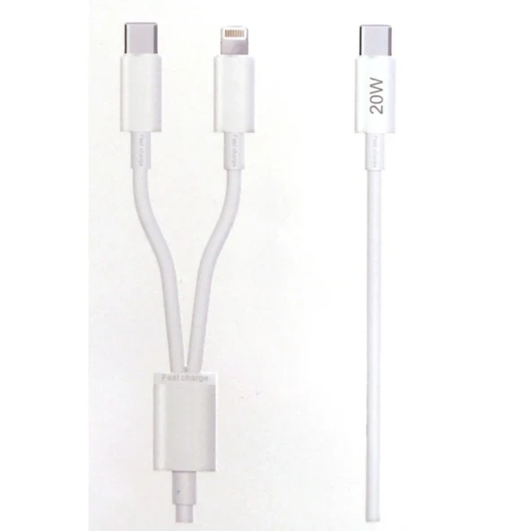 Yeni Nesil USB-C to Lightning USB-C Hızlı Şarj ve Data Kablosu 5.0A Hızlı Kablo 1 metre 20W ürün görseli 1
