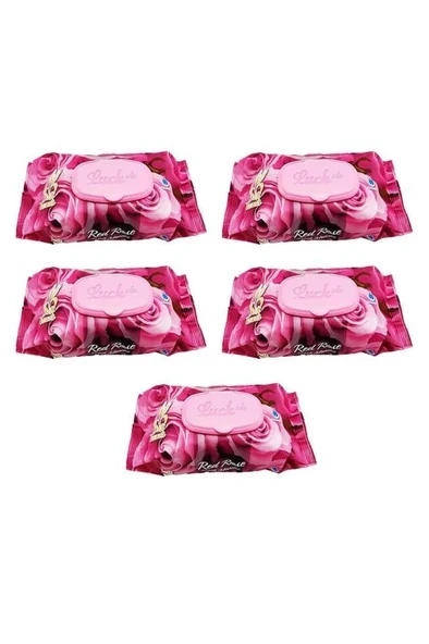5 Paket Red Rose Islak Havlu Mendil 90 Adet Kapaklı Gül Kokulu ürün görseli 1
