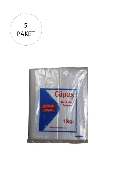 Bakkaliye Naylon Torba 5'kg lık 30x52 cm 5 Paket (Takriben 550 Adet) ürün görseli 1