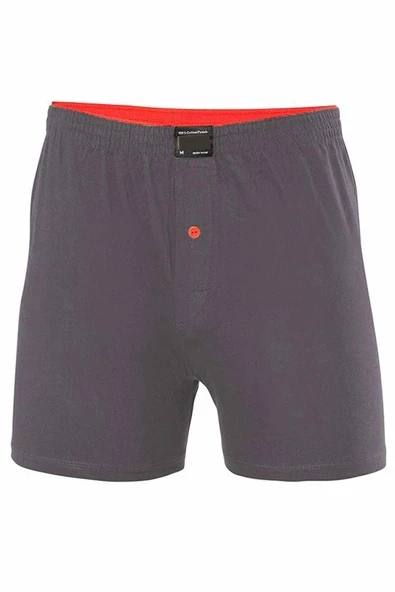 Düğmeli Pamuklu Erkek Penye Boxer Büyük Beden Füme - 1278A ürün görseli 1