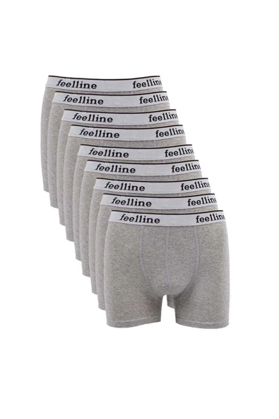 9 adet Feelline Gri Pamuklu Doğal Likralı Erkek Boxer ürün görseli 1