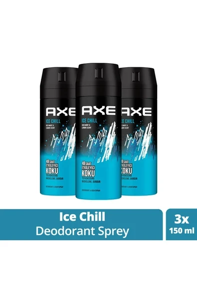 3 Adet Axe Ice Chill Erkek Deodorant Sprey 150 ml ürün görseli 1
