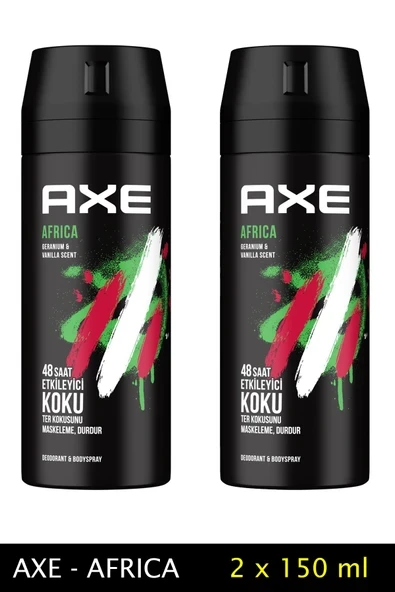 2 Adet Axe Africa Erkek Deodorant Sprey 150 ml ürün görseli 1