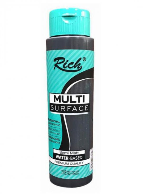 Rich Multi Surface Akrilik Boya Antrasit 500cc ürün görseli 1