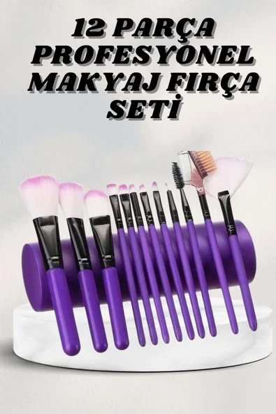 Makyaj Fırçası 12 Parça Set Yumuşak Uçlu Göz Makyajına Uygun Hafif ve Taşınabilir Çanta ürün görseli 1
