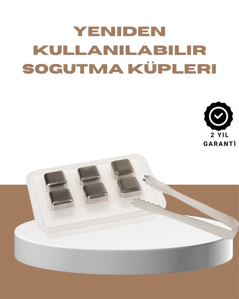 Yeniden Kullanılabilir 304 Çelik Metal Buz Küpleri 4'lü Set ürün görseli 1