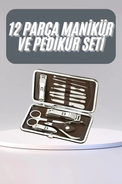 12 Parça Manikür Pedikür Seti Tırnak Bakımı Nasır Temizleme El Ayak Bakımı ürün görseli 1