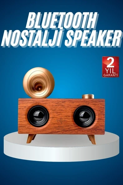 Bluetooth Nostalji Speaker Radyo Gramofon Ahşap Renk Vintage ürün görseli 1