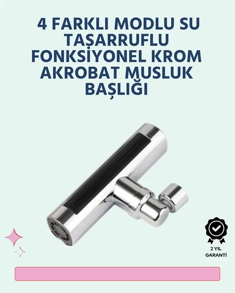 Krom Kaplamalı Çok Fonksiyonlu Musluk Başlığı | Paslanmaz Malzeme ürün görseli 1
