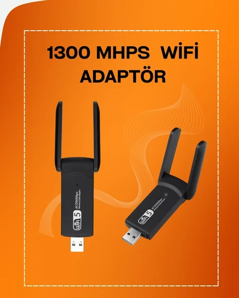 Tak-Çalıştır Özellikli Çift Bant WiFi Adaptör – 1200 Mbps ürün görseli 1