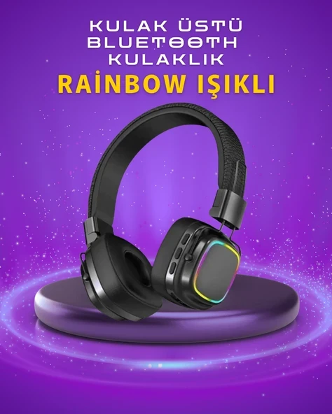 Renkli Işık Efektli Bluetooth 5.3 Müzik Kulaklığı ürün görseli 1