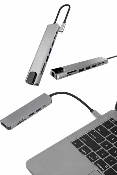 Çevirici Dönüştürücü Adaptör Macbook 3 In 1 Type-C To Hdmı USB 3.0 ürün görseli 1