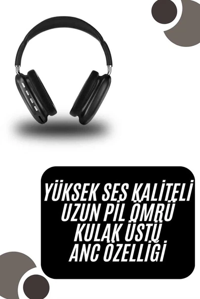 Kulak Üstü Kablosuz Bluetooth Kulaklık Yumuşak Süngerli SD Kart Girişli ürün görseli 1