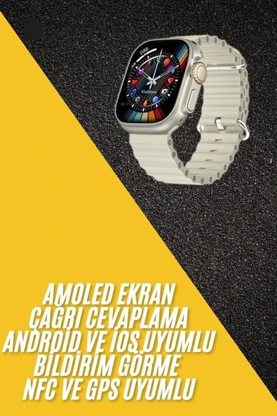 Akıllı Saat Kol Saati Android ve İOS Uyumlu Nabız Ölçer Sesli Asistan ürün görseli 1
