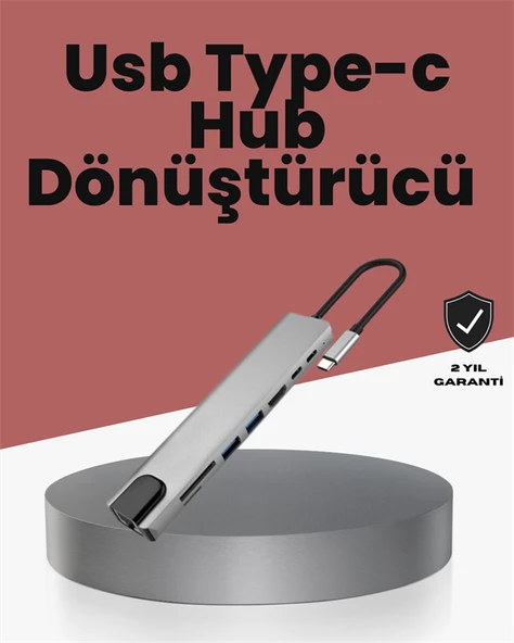 Alüminyum Gövdeli Type‑C HDMI & Ethernet Adaptör – Tak & Çalıştır ürün görseli 1