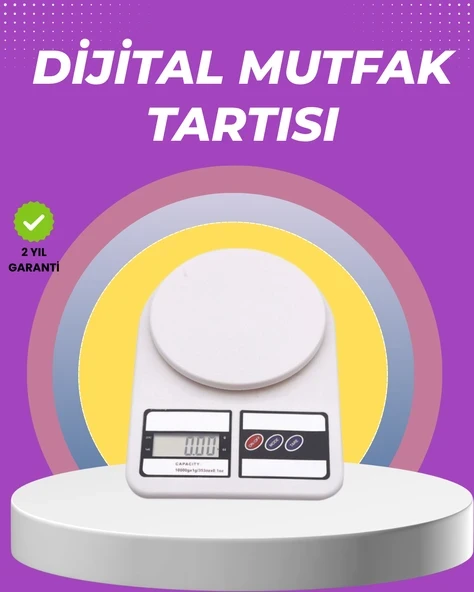 Beyaz Plastik Dijital Mutfak Tartısı – 24x16.8x1.5cm ürün görseli 1