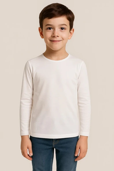 Unisex Çocuk Bisiklet Yaka Uzun Kollu Okul Badi M00748 ürün görseli 1