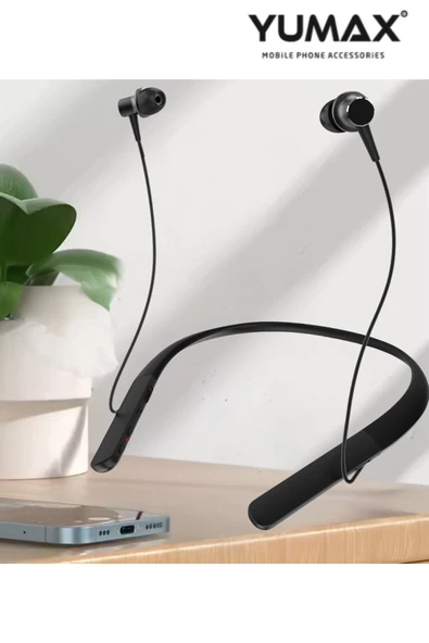 Yumax - Kablosuz Boyun Askılı Bluetooth Kulaklık U-1 - 100 Saat Şarj - Mikrofonlu Spor Müzik Headset ürün görseli 1