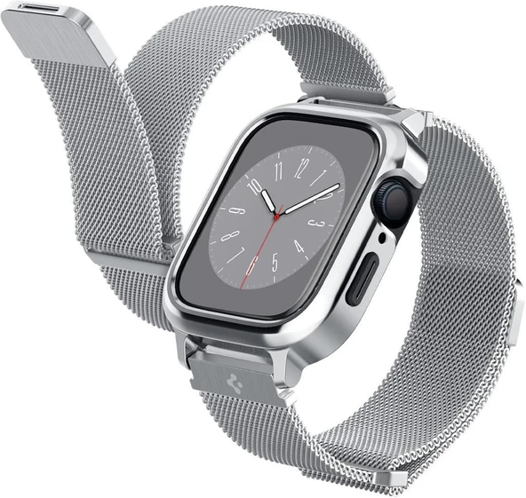 Spigen Apple Watch 41mm (Seri 9/8/7) Kılıf & Kordon Kayış Metal Fit Pro Silver - ACS04586 Outlet ürün görseli 1