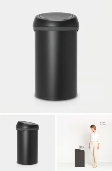 Brabantia Moonlight Black New Dokunmatik Çöp Kutusu 60lt ürün görseli 1