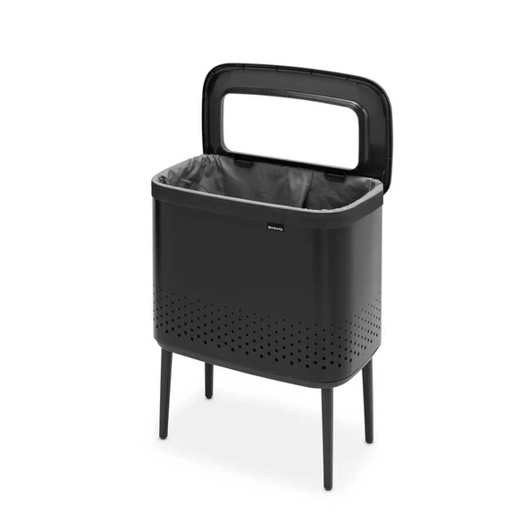 Brabantia Bo Matt Black Plastik Kapaklı Çamaşır Sepeti 60lt ürün görseli 1