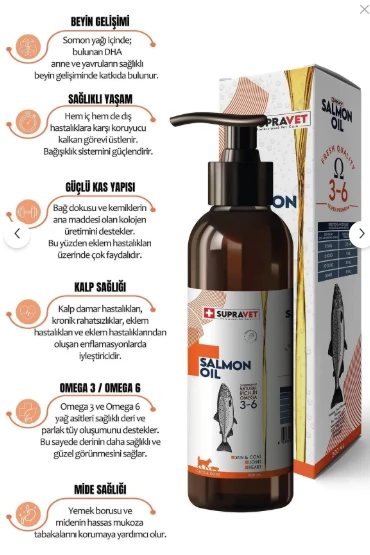 Supravet Kedi Ve Köpekler Için Somon Yağı 200ml (TÜY SAĞLIĞI VE İŞTAH AÇMA DESTEĞİ) ürün görseli 1