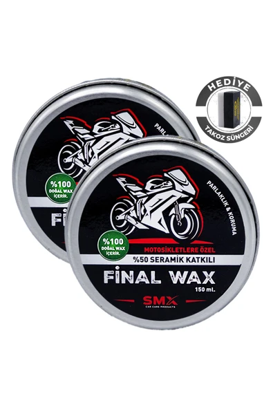 SMX Motosikletlere Özel Final Wax 150 ml 2 Adet + Hediye Takoz Cila Süngeri ürün görseli 1