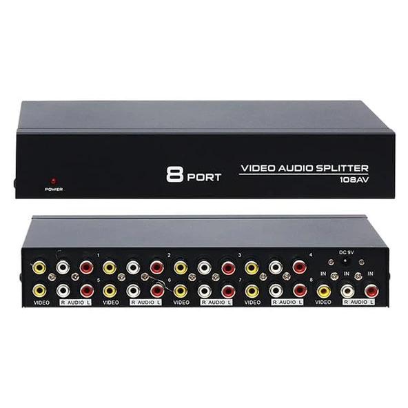 Powermaster PM-4832 8 Port Video Stereo Audio Dağıtıcı Çoğaltıcı 1024X768-85HZ ürün görseli 1