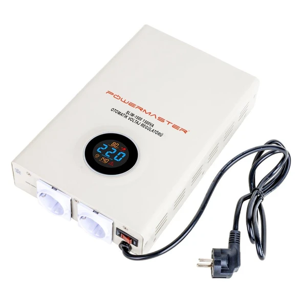 Powermaster SLIM-1500 Otomatik 1500 Watt Voltaj Kombi Regülatörü ürün görseli 1